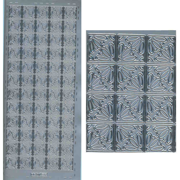 pu398s Sticker Blumenquadrat silber