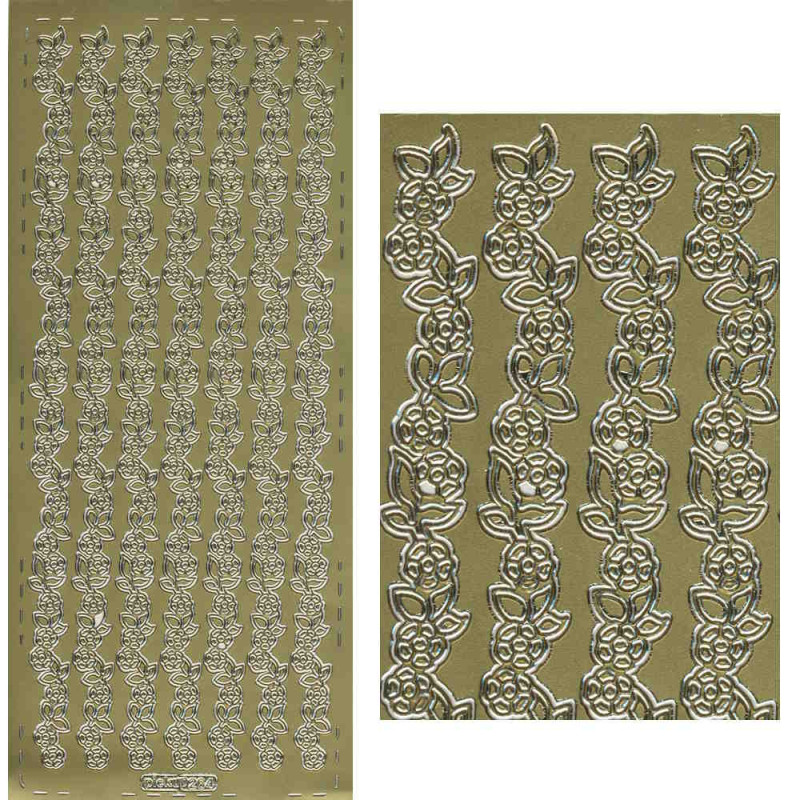 pu264g Sticker Blumenborte gold
