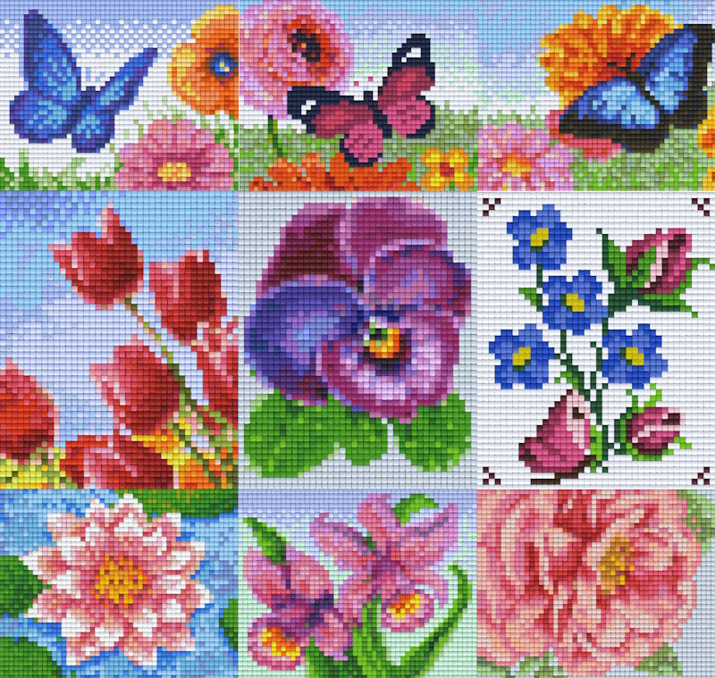 Pixelhobby Blumen Klassik Set mit 1 Basisplatte