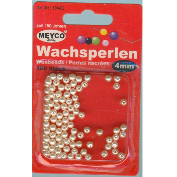 104-03 Wachsperlen 4mm champagner 100 Stück in Packung