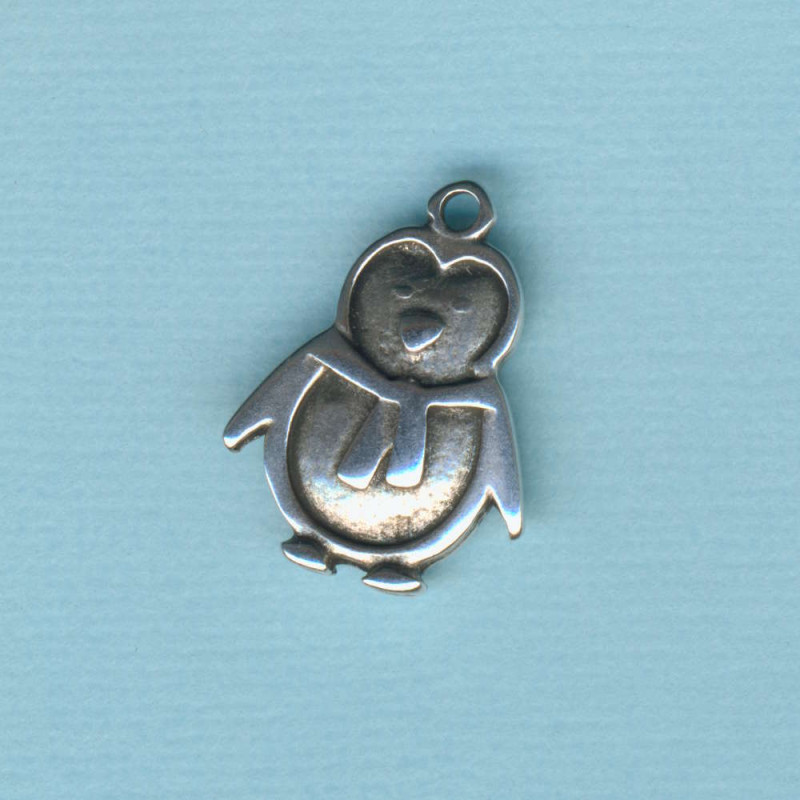4570-10751 Metallanhänger Pinguin 22x16mm altplatin