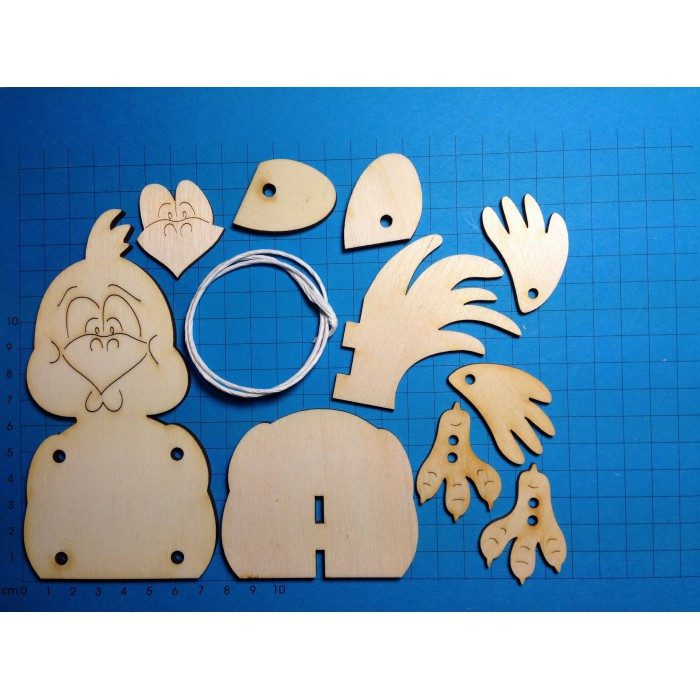 Holz-Deko Bastelset Schlenkerfigur Gockel Max 20cm
