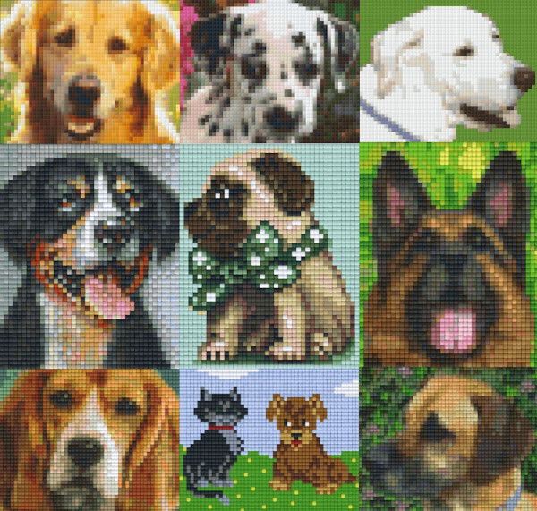 Pixelhobby Hundemotive mit einer Basisplatte