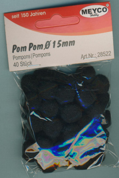 28522 Pom Pom 15mm schwarz 40 Stück
