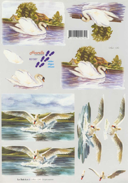 821587 3D Motivbogen A4 Schwan