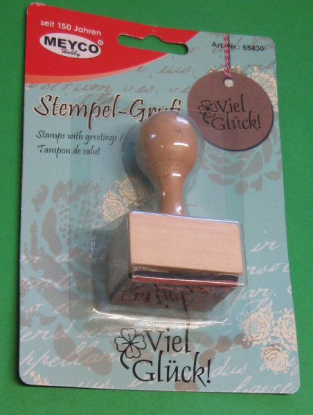 65430 Holzstempel Viel Glück 4x2,5cm