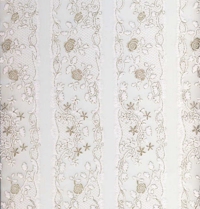 Vlies Rosenbordüre weiss / gold
