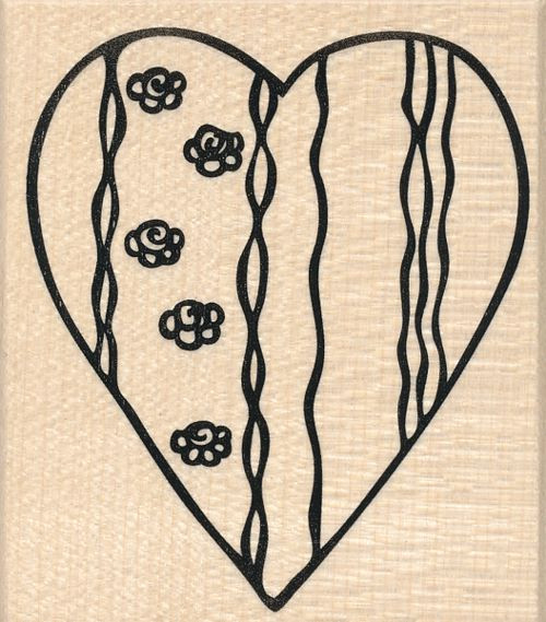 1802111 Holzstempel Herz mit Ornamenten 7x6cm