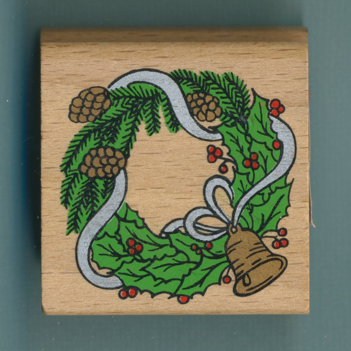 61223007 Holzstempel Weihnachtskranz 4,5x4,5cm