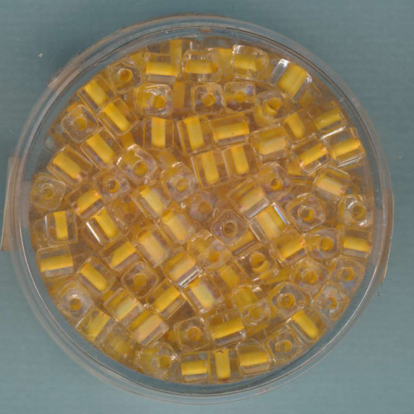 9643-094 Glasperlen Würfel 3mm Farbeinzug gelb 20g