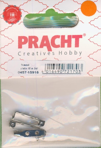 0457-15916 Broschennadel 15mm platin 3 Stück