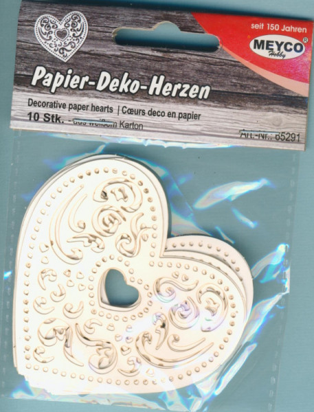 65291 Papier Deko Herzen 7,5cm 10 Stück