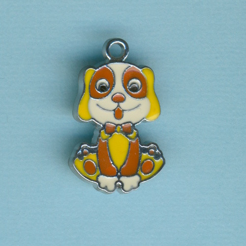 72021531 Metall Anhänger Hund 23mm gelb orange