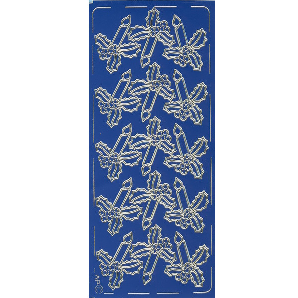 pu013b Sticker Kerzen blau gold