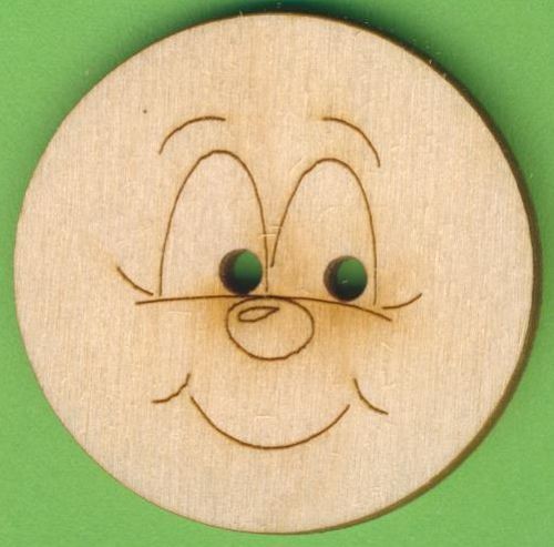 Holzknopf Gesicht Design 5 4cm