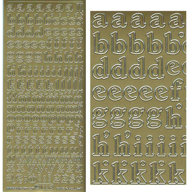 25612g Sticker Buchstaben klein 8-13mm gold