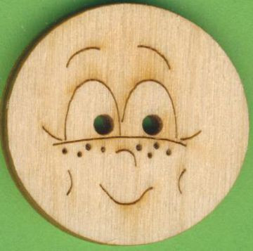 buh0530 Holzknopf Gesicht Design 3 3cm