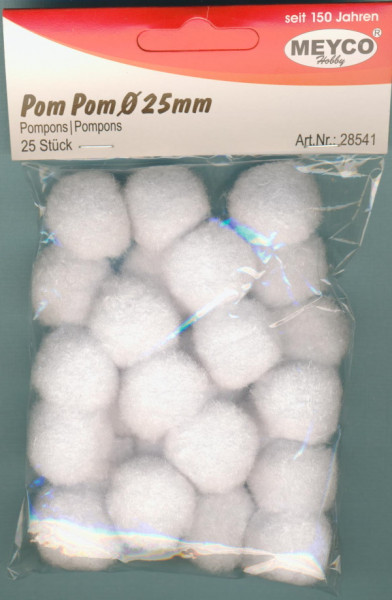 28541 Pom Pom 25mm weiß 25 Stück