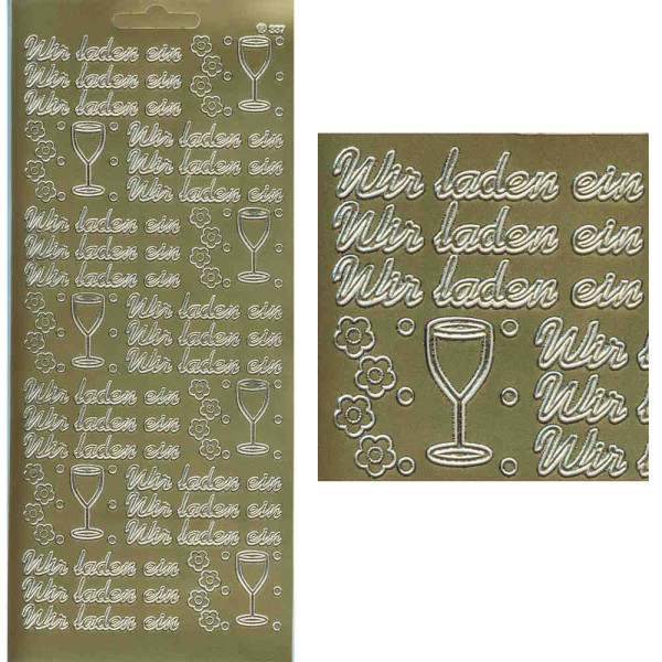 337g Sticker Wir laden ein gold