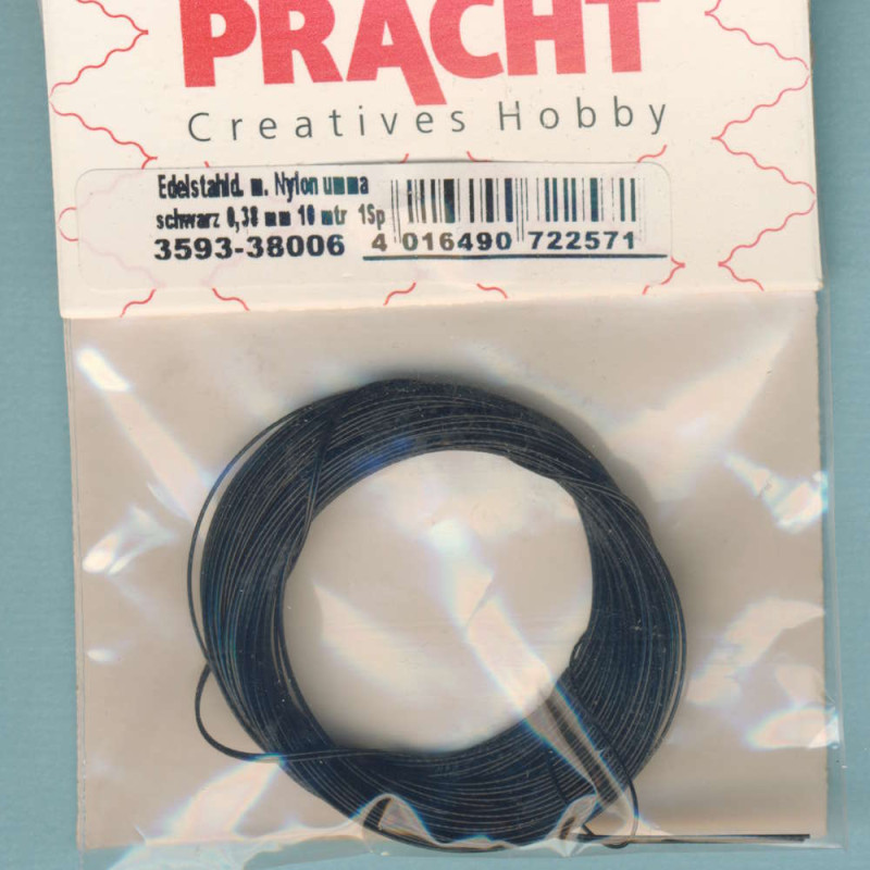 3593-38006 Edelstahldraht Nylon ummantelt 0,38mm schwarz 10m