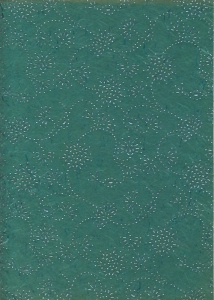 5119104 Naturpapier Strohseide mit Motiv grün silber