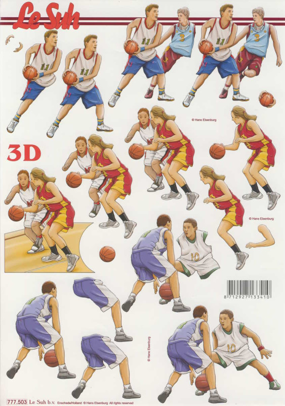 777.503 3D Motivbogen A4 Basketball