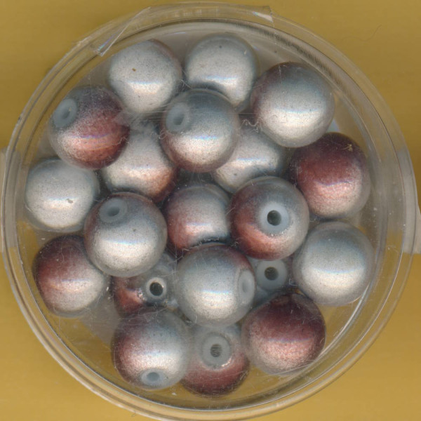 0733-08494 Miracle-Beads 8mm braun-weiß 20 Stück