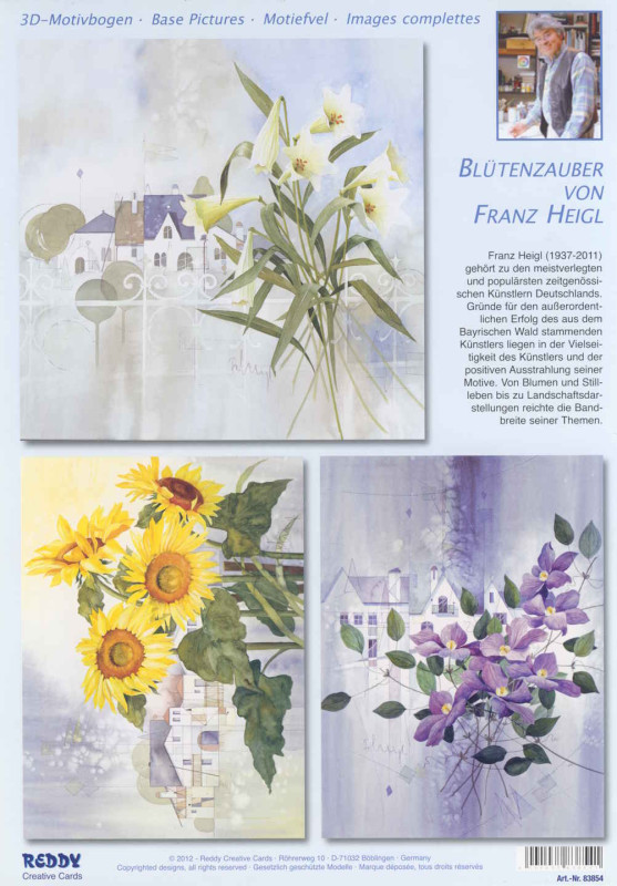 83854 3D Stanzbogenset Lilienstrauß Sonnenblumen und Clematis