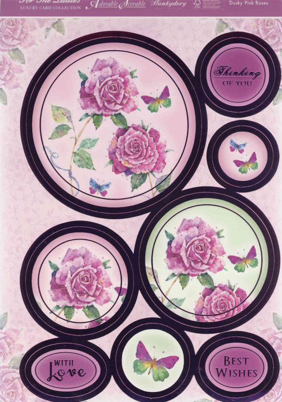 108884 Karten Bastelset Rosen pink