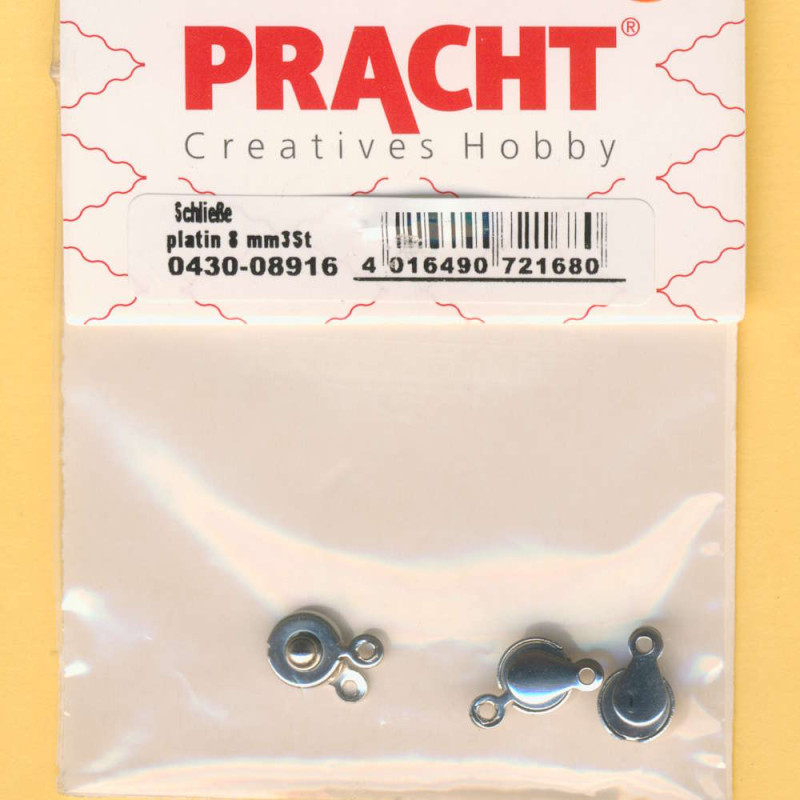 0430-08916 Druckverschluss 8mm platin 3 Stück