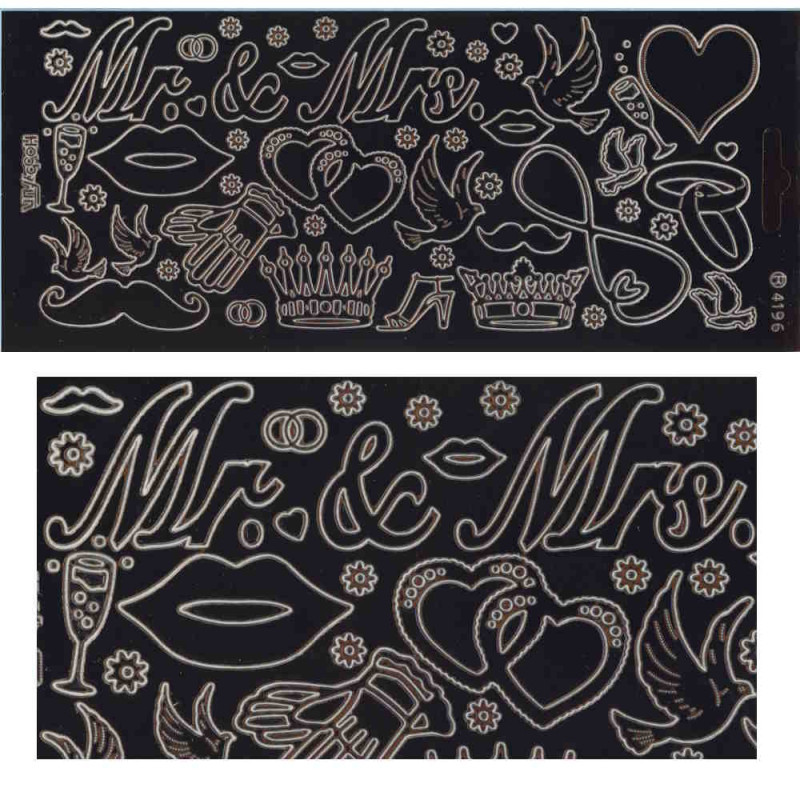 4196k Sticker Hochzeit Mr und Mrs kupfer