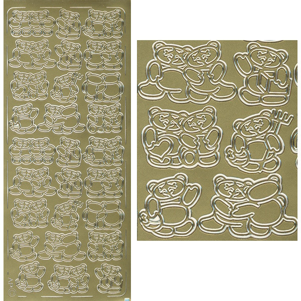 pu065g Sticker Teddybären gold