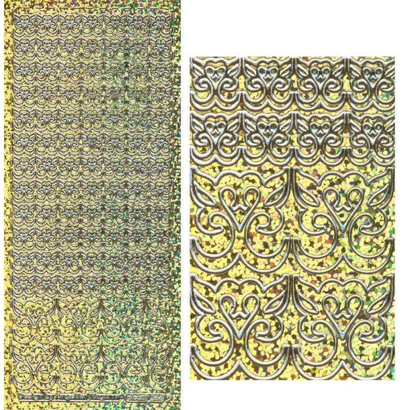 pu244gh Sticker Herzornamente gold hologramm