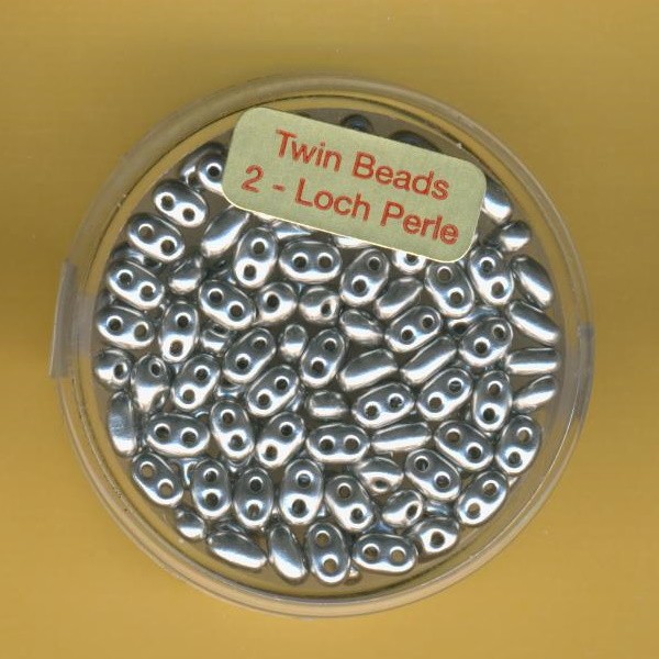 967105904 Glasperlen Twin Beads 2,5x5mm silberfarben 6g