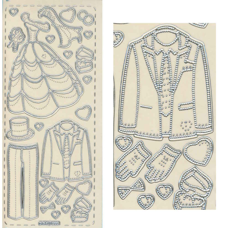 pu366s Sticker Hochzeit 4 silber transparent