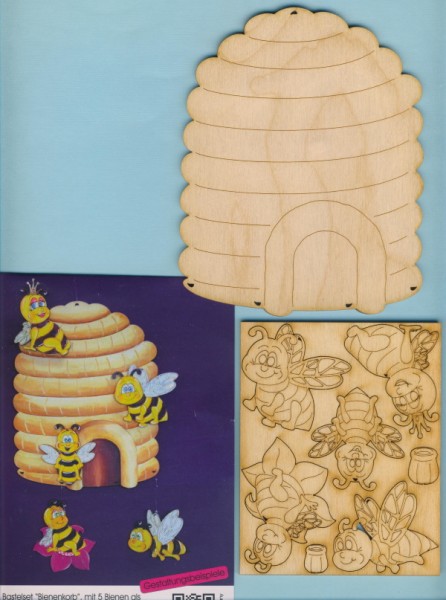 bih7715sb_Holz-Deko-Bastelset-Bienenkorb-mit-5-Bienen