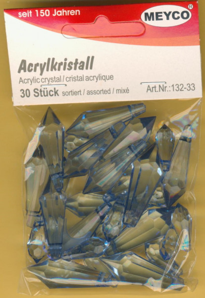 13233 Acrylkristall blau 30 Stück sortiert