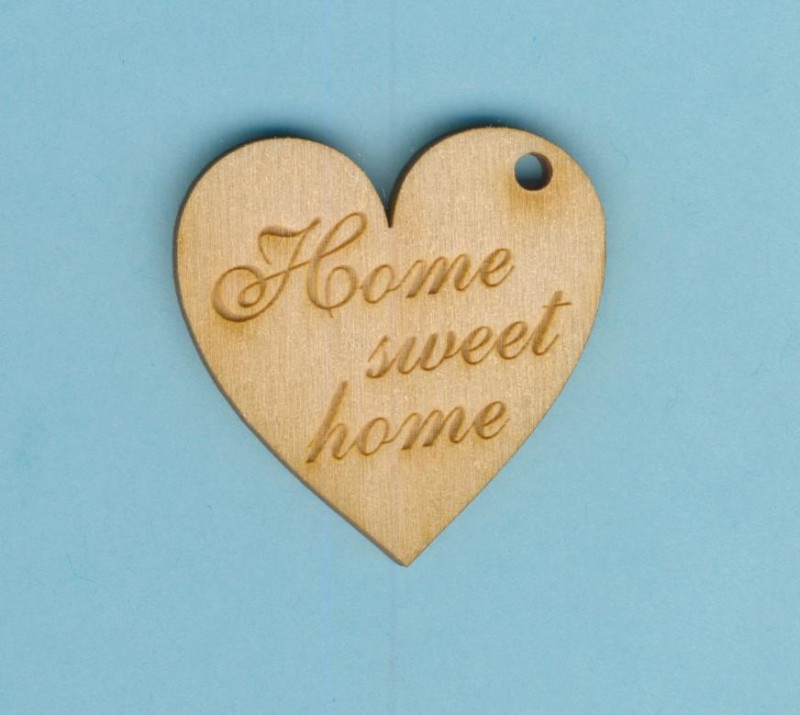 Holz-Deko Geschenkanhänger Herz 40mm Home sweet home