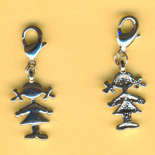 0176223 Metall Anhänger mit Karabiner Mädchen 20x18mm silber