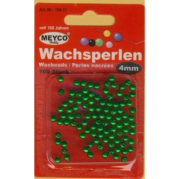 104-11 Wachsperlen 4mm grün 100 Stück