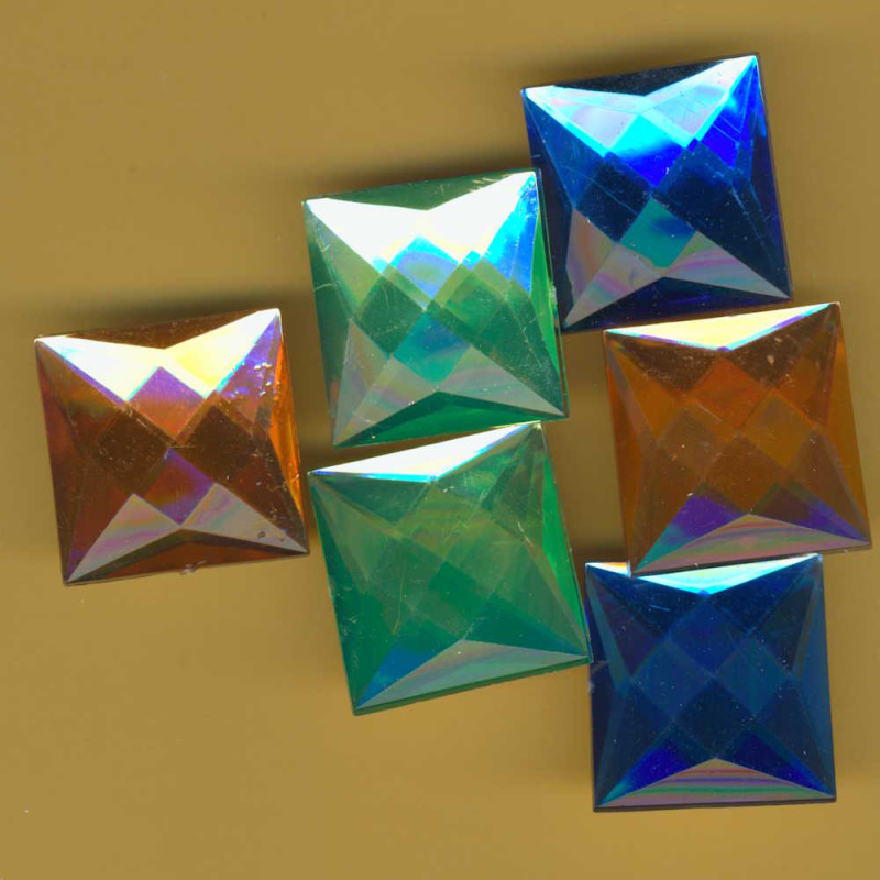49665 Schmucksteine Quadrat 30mm bunt 6 Stück