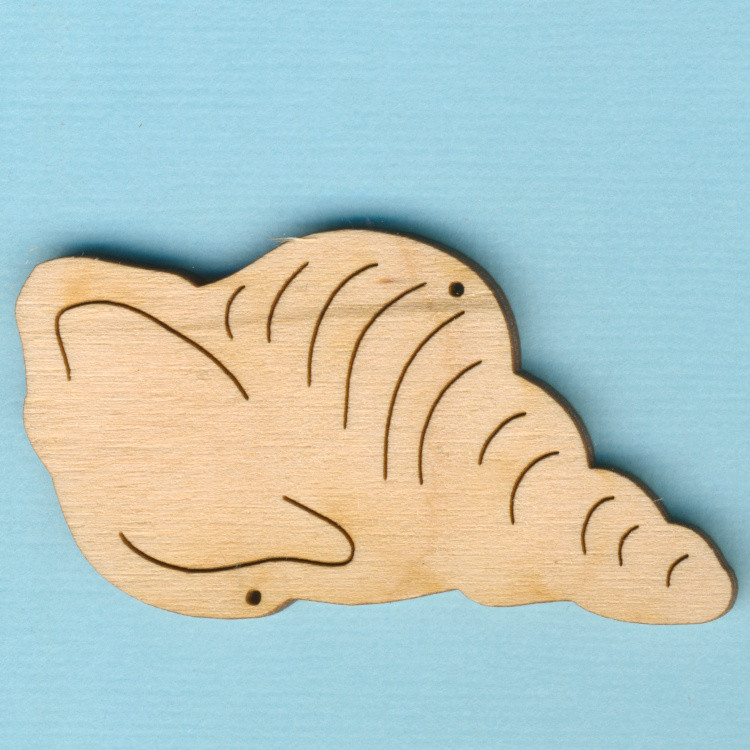 mam6006 Holz Deko Muschel 6cm
