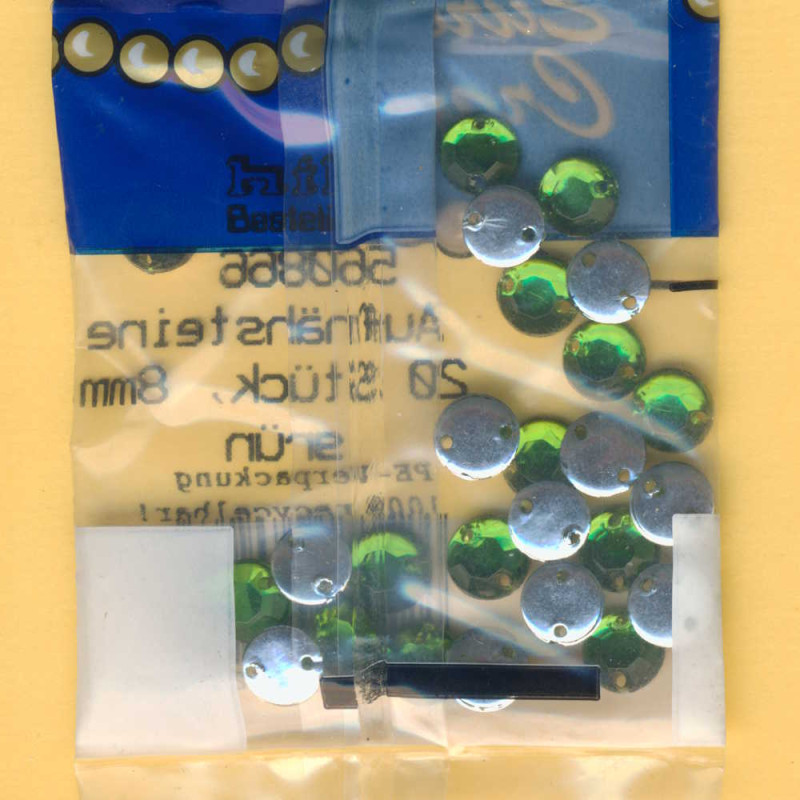560866 Aufnähsteine rund 8mm grün 20 Stück