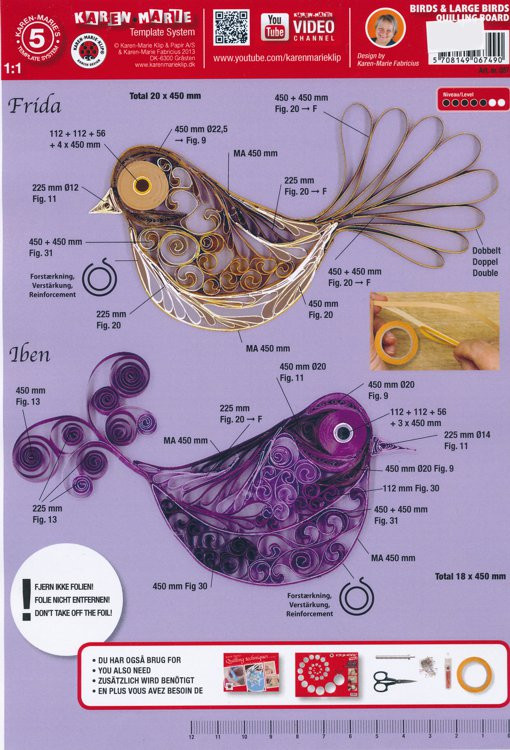 km087 Karen Marie Quilling Board Vögel