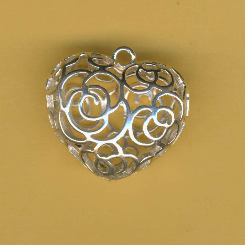 673-04 Metallanhänger Herz 26x23mm echt versilbert