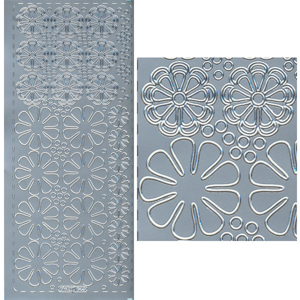 pu349s Sticker Blumen 5 silber