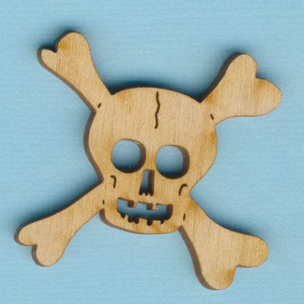 prh7804 Holz Deko Totenkopf mit Knochen 4cm