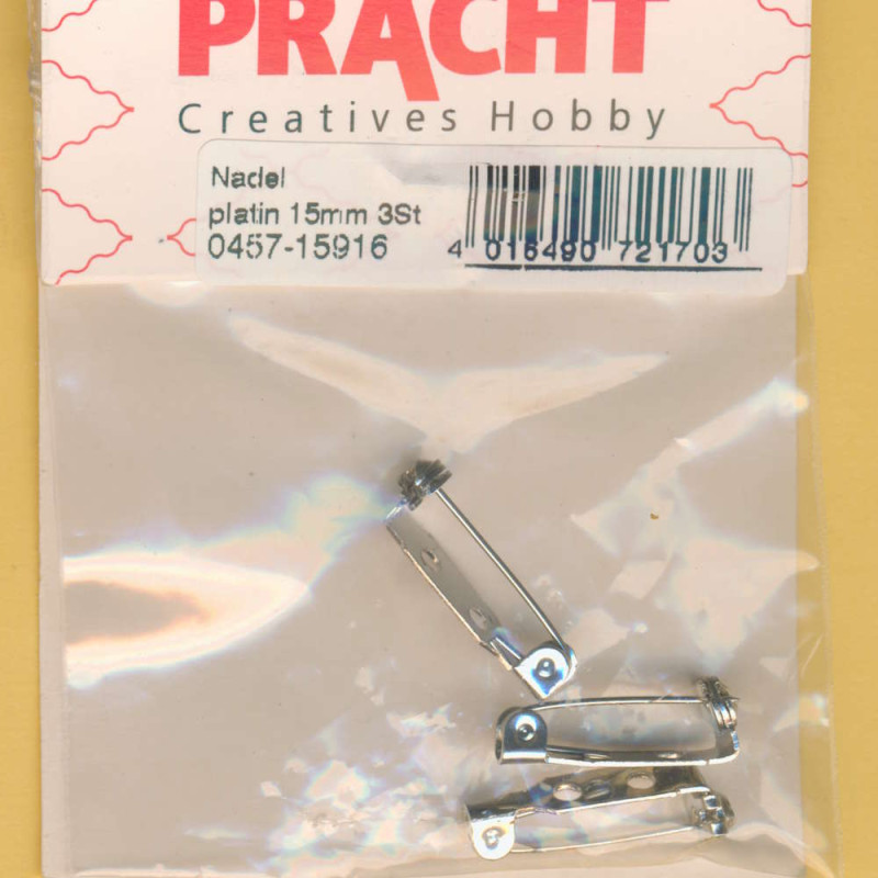 0457-15916 Broschennadeln 15mm platin 3 Stück
