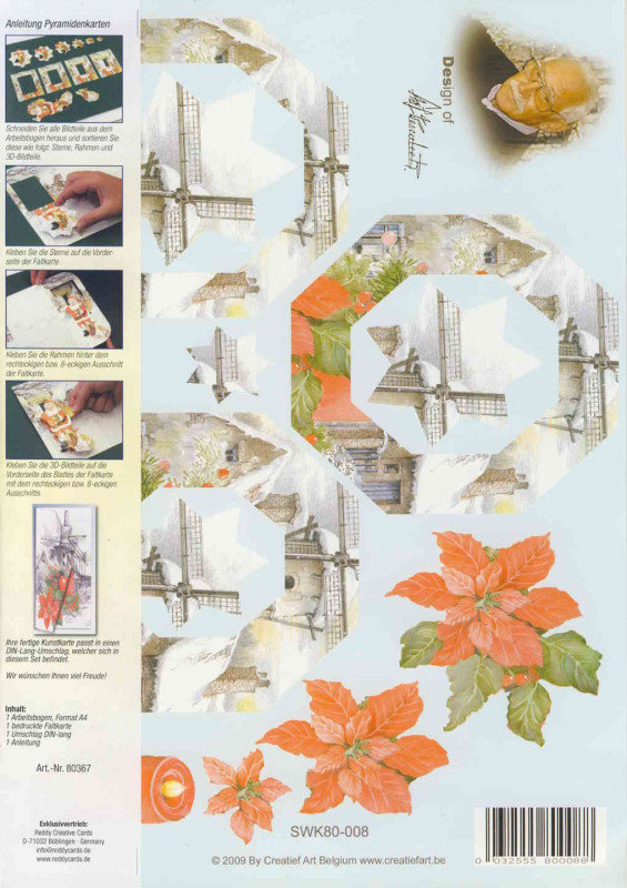 80367 Bastelset Pyramidenkarte Windmühle mit Weinachtskerze