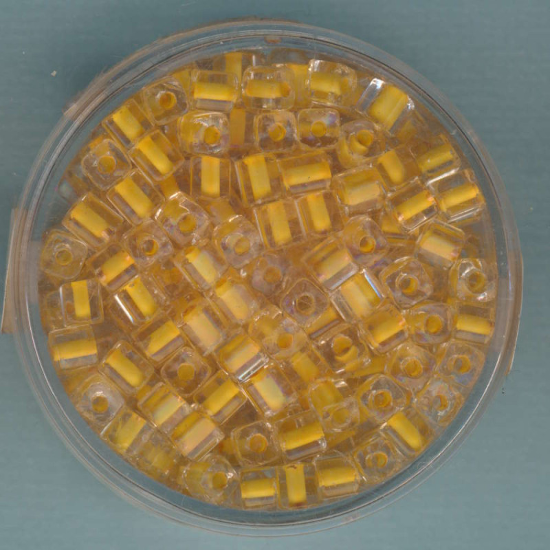 9643-094 Glasperlen Würfel 3mm Farbeinzug gelb 20g